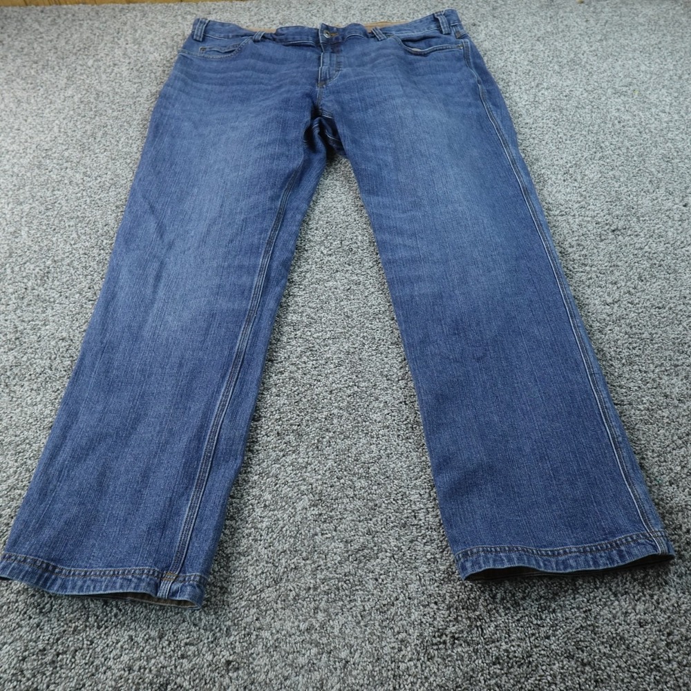 Duluth Trading Jeans Mens 44X32 Dark Blue Denim Pants Flex Ballroom Relaxed Fit